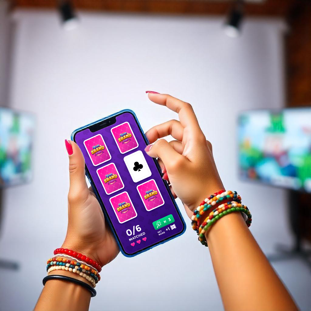 Card Quest game being played on a smartphone, a matching memory game by Catuma.